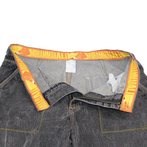Vintage Platinum Fubu Sz 39X33 Muhammad Ali Black Wash Jeans Y2K Skater Baggy - Picture 11 of 16